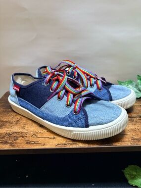 Levi's | "Malibu" Multi-Tone Denim Low-Top Sneakers - Women's 7.5, Blue/Rainbow